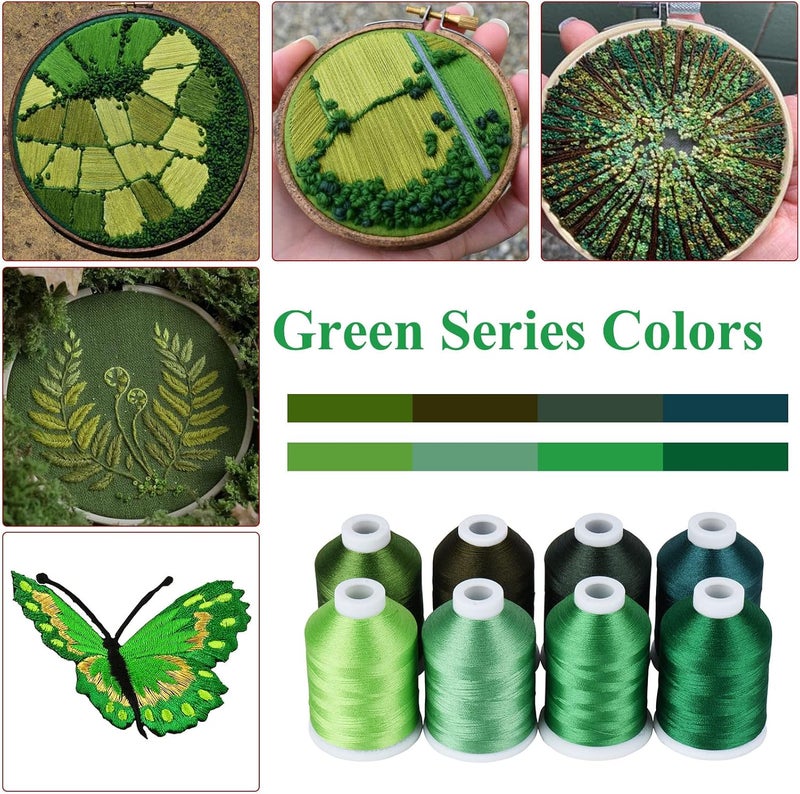 simthread Green Embroidery Thread – 8 Shades Compatible with Madeira Colors, 550 Yards Each, 40WT Polyester, for Brother, Babylock, Janome, Singer & Other Machines - Image 3